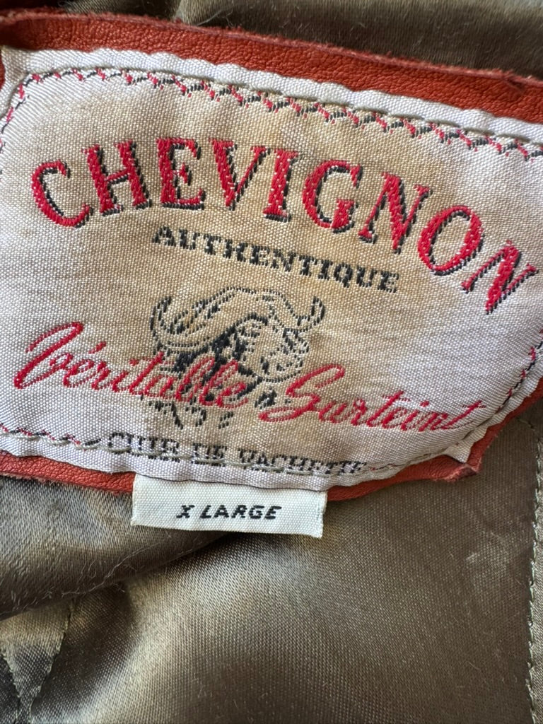 Rare Chevignon leather red jacket 90's XL