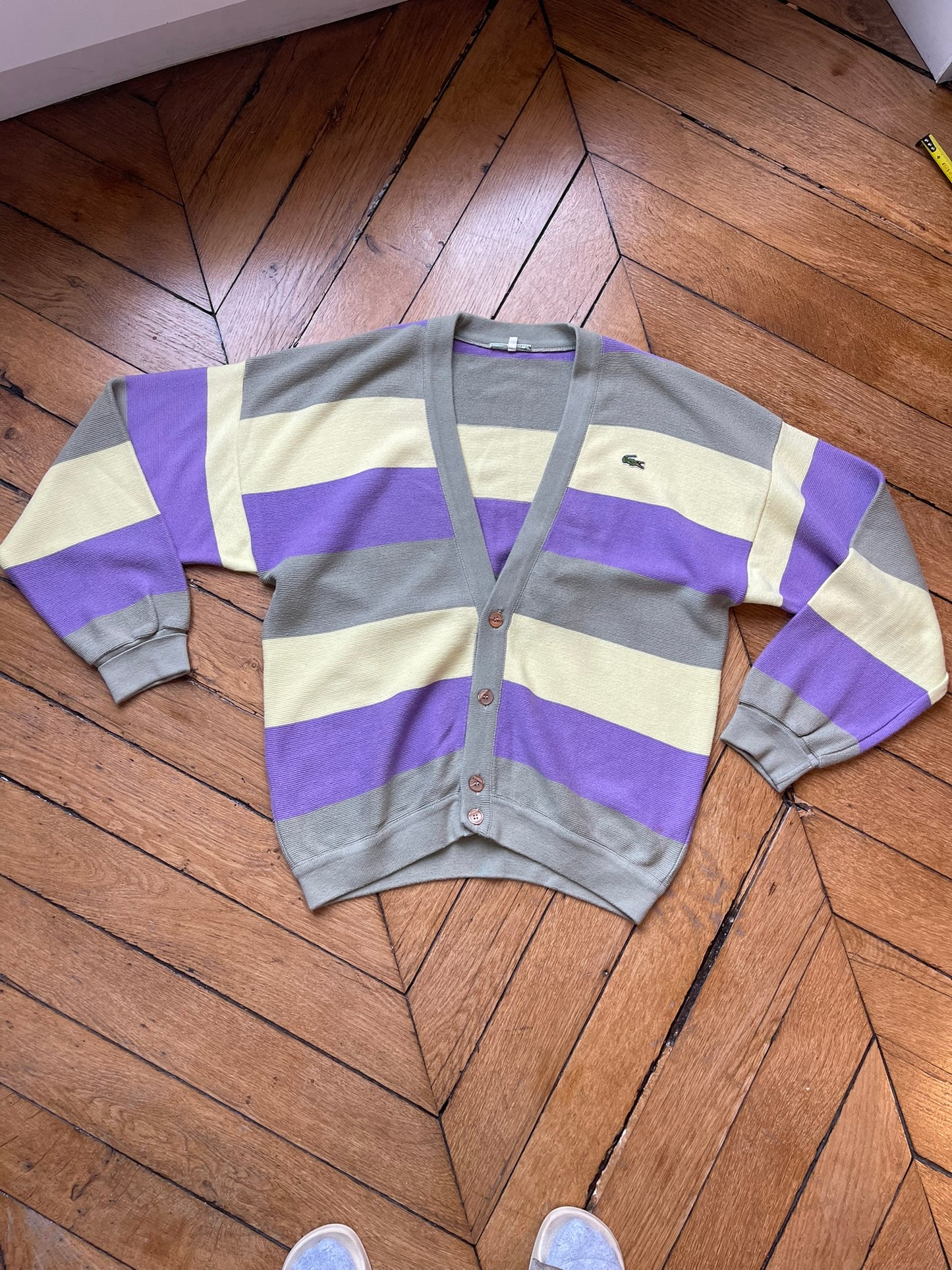 Lacoste cardiguan L Yellow/Purple MADE IN FRANCE
