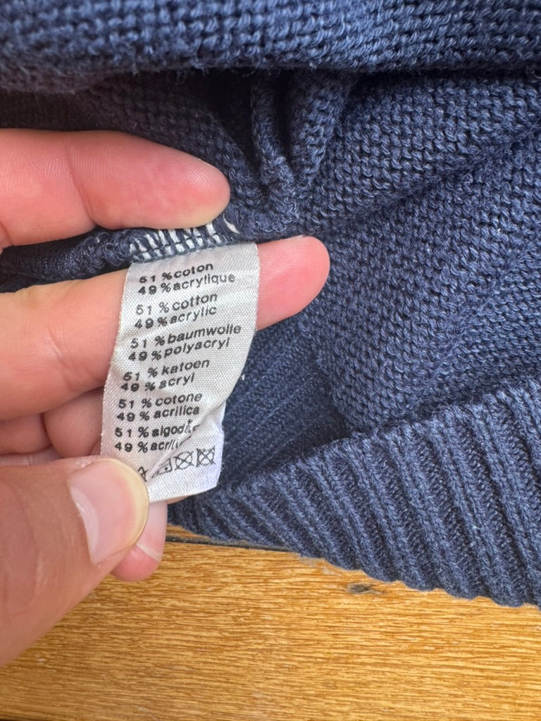 Lacoste Pull Bleu Col Rond 3 Golfeurs Vintage 90's - Taille XL