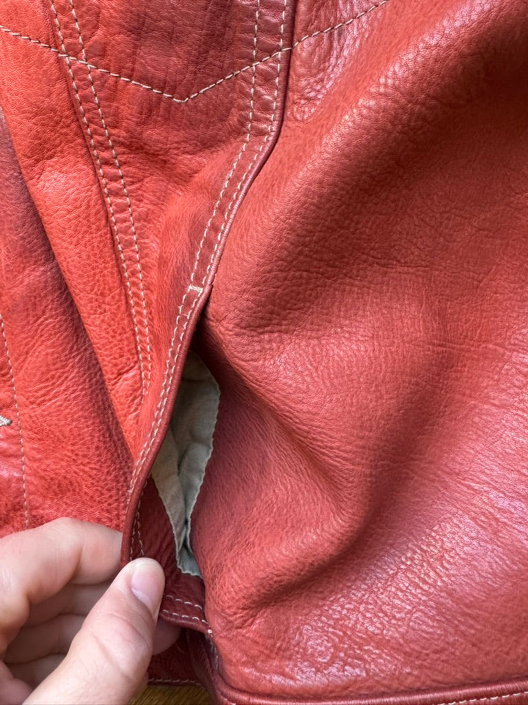 Rare Chevignon leather red jacket 90's XL