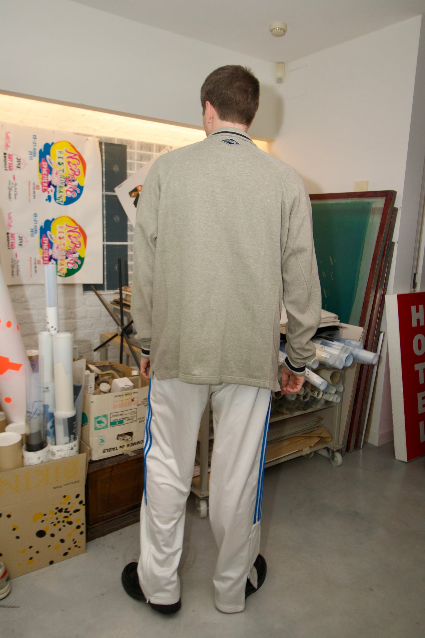 Adidas trackpant white 90's XL