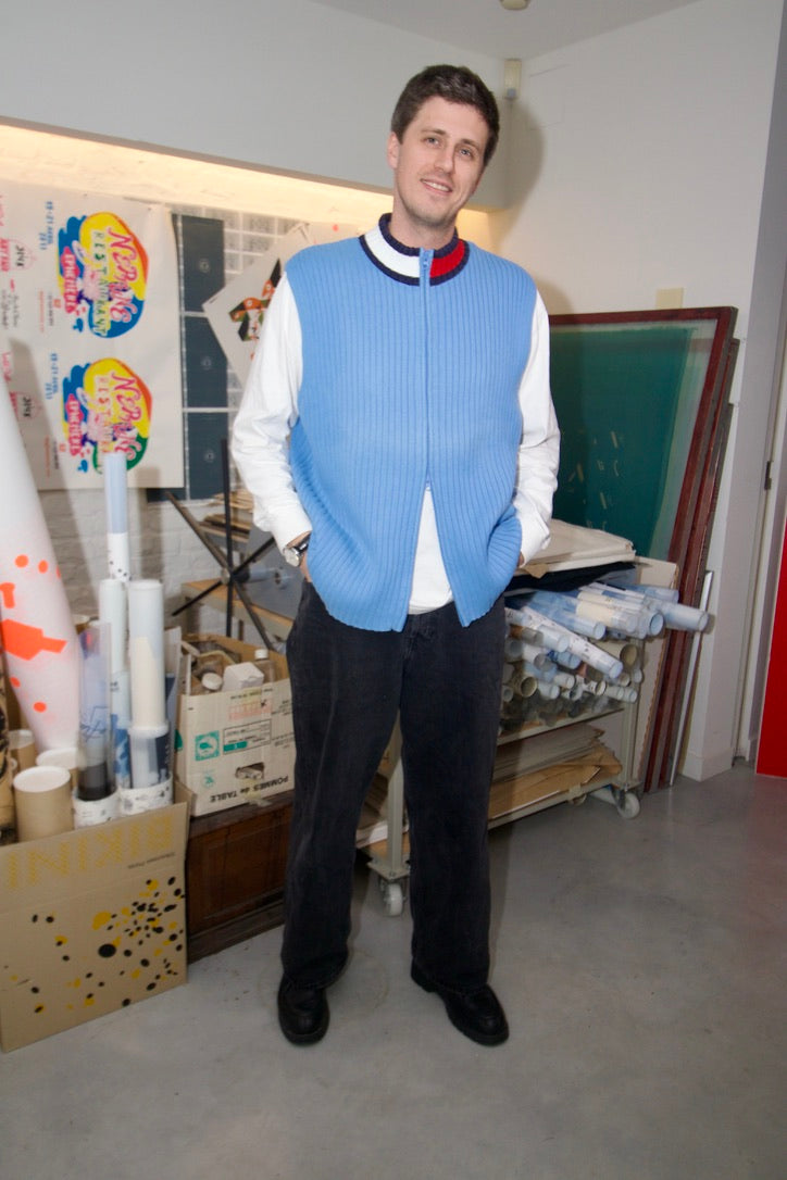 Tommy Hilfiger sleeveless zip pullover blue 2XL