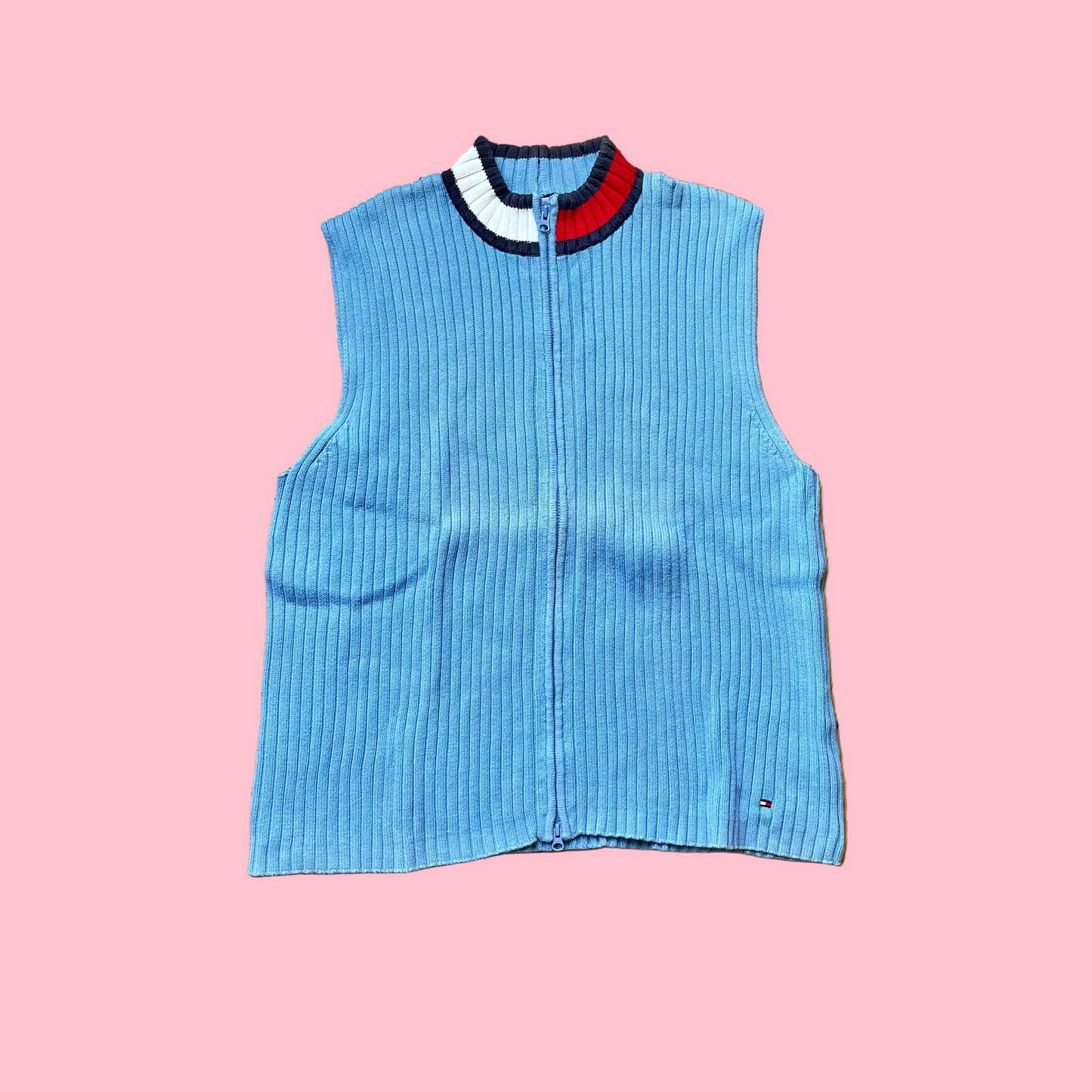 Tommy Hilfiger sleeveless zip pullover blue 2XL
