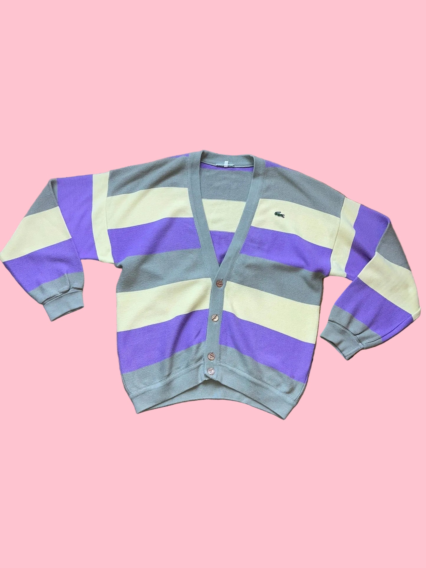 Lacoste cardiguan L Yellow/Purple MADE IN FRANCE