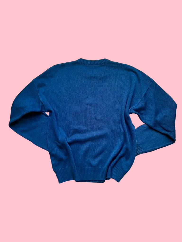 Lacoste Pull Bleu Col Rond 3 Golfeurs Vintage 90's - Taille XL