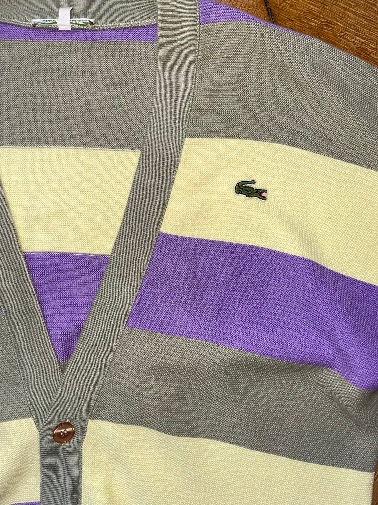 Lacoste cardiguan L Yellow/Purple MADE IN FRANCE