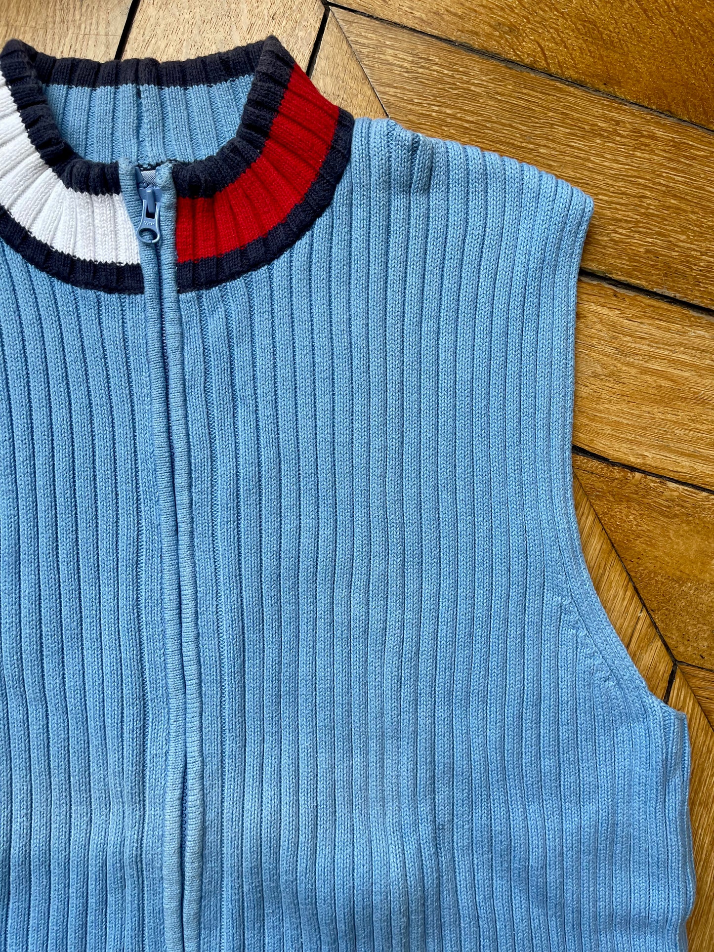 Tommy Hilfiger sleeveless zip pullover blue 2XL
