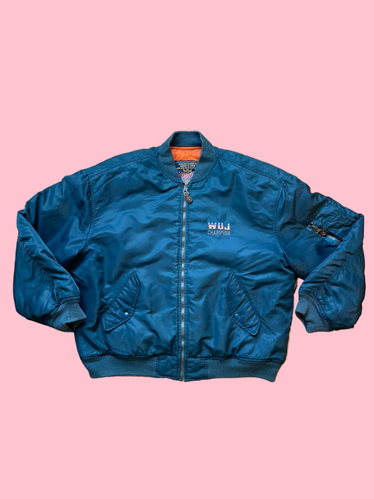 Casucci Bomber Réversible Bleu Made in Italy 80's-90's — Taille L