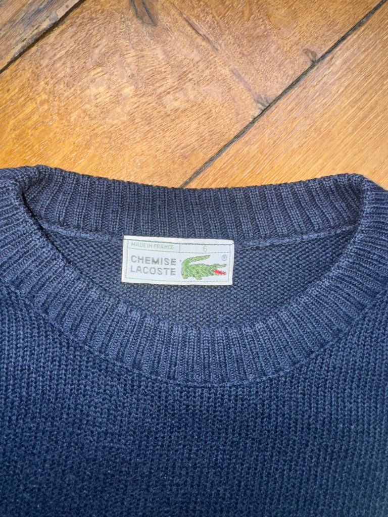 Lacoste Pull Bleu Col Rond 3 Golfeurs Vintage 90's - Taille XL