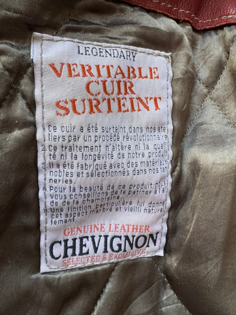 Rare Chevignon leather red jacket 90's XL