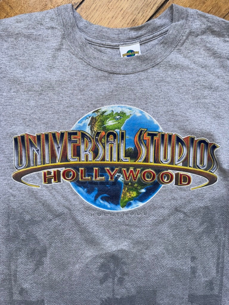 Universal Studios T-shirt Gris Hollywood Globe Vintage - Taille XL