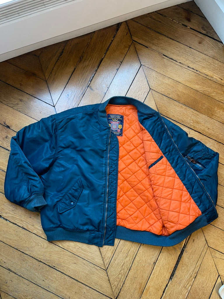 Casucci Bomber Réversible Bleu Made in Italy 80's-90's — Taille L